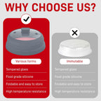 Microwave Splatter Cover Glass 10 Inch - Collapsible Microwave Splatter Cover for Plate & Bowl - Tempered Glass Top, Food-Grade Silicone Dome with Heating Vents & Heat-Safe Handle