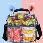 FlowFly Double Layer Cooler Insulated Lunch Bag Adult Lunch Box Large Tote Bag for Men, Women, With Adjustable Strap,Front Pocket and Dual Large Mesh Side Pockets