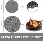 Joyhalo Trivets for Hot Dishes - Hot Pads for Kitchen, Silicone Pot Holders for Hot Pots and Pans, Silicone Mats for Kitchen Countertops, Table, Flexible Easy to Wash and Dry, Grey