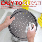 Pizza Pan for Oven - 13" Round Pizza Pans with Holes(2 Pack), Non-stick Carbon Steel Pizza Trays with Handle, Easy to Clean & Oven Safe