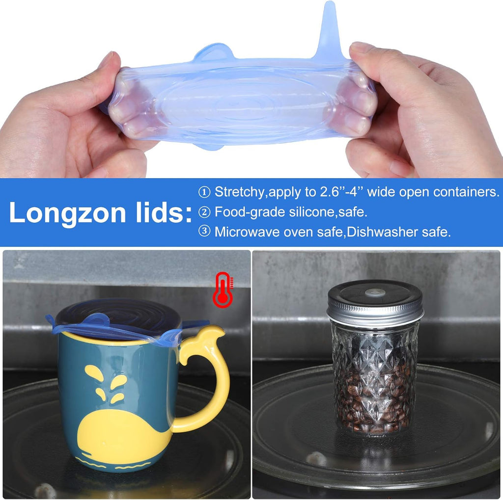 Patelai 24 Pieces Silicone Stretch Can Lids Reusable Expandable Jar Lid Soda Beer Cans Round Elastic Container Food Storage Covers for Mug Cup Small Bowl Fruits Vegetables Storage