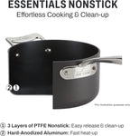 All-Clad Essentials Hard Anodized Nonstick Roaster with Rack 11x14 Inch Oven Broiler Safe 500F Roaster Pan, Pots and Pans, Cookware Black