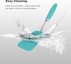 Silicone Spatulas Set Turners Tongs Cooking Utensils Set High Heat Resistant Kitchen Scraper Spatulas for Cooking Mixing Baking BPA Free Dishwasher Safe, Aqua Sky