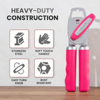 Zulay Kitchen Heavy Duty Stainless Steel Can Opener Manual with Bottle Opener - Rust Proof Manual Can Opener With Turn Knob & Comfy Soft Grip Handles - Dragonfruit