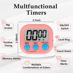 ZILLEEN 6 Pack Kitchen Timers for Cooking Digital Classroom Timers for Teachers Kids Blue Green Pink