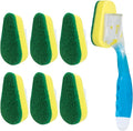 Lola Products Dish Brush w/Soap Dispenser Wand, Absorbent Sponge Scrubber, No Leaking. Clean Dishes, Sinks and Cookware, 1 Brush w/Head & 6 Refills
