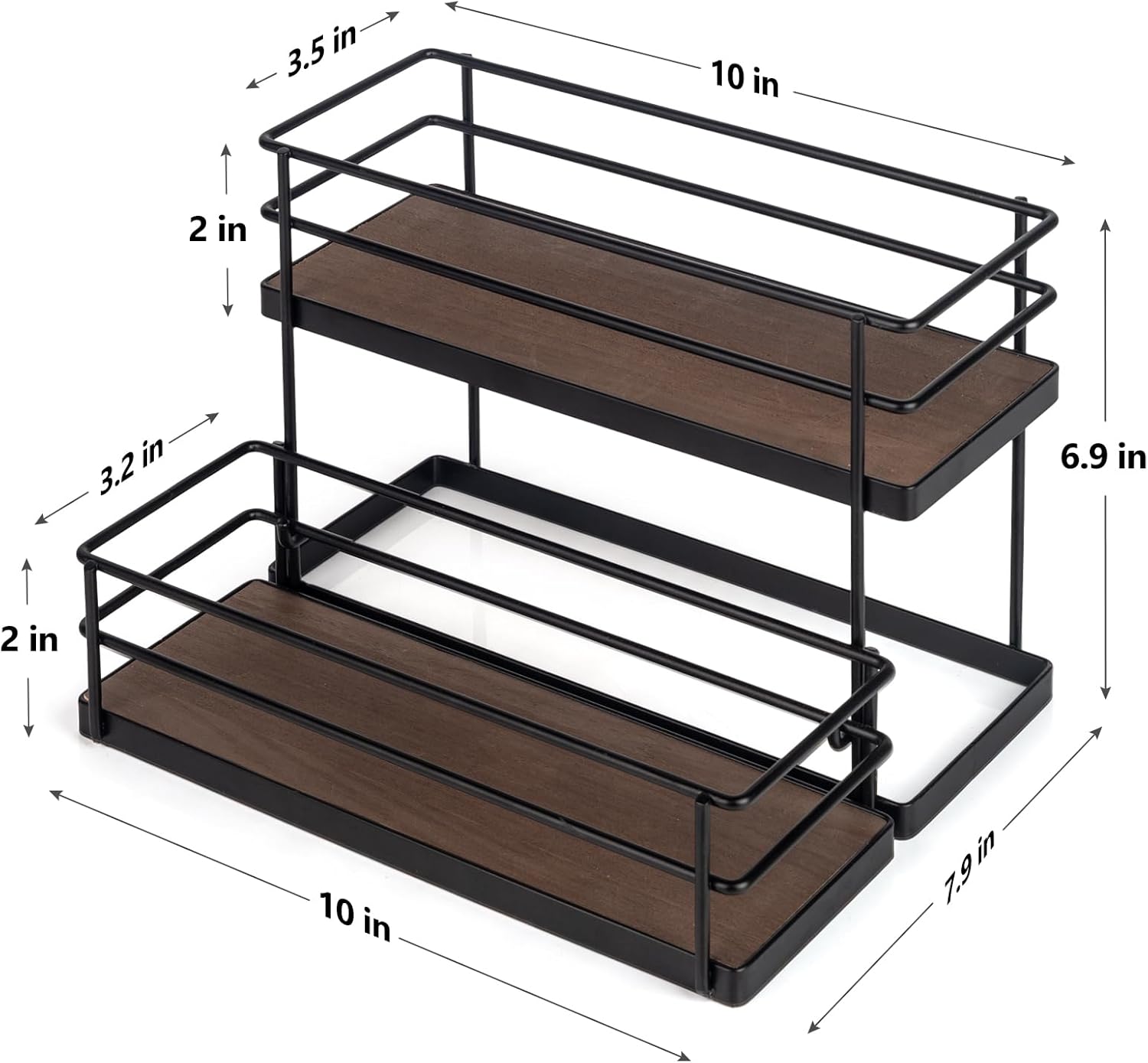 6 Bottle Capacity Coffee Syrup Organizer 2 Tier Coffee Syrup Stand Shelf for Coffee Bar Kitchen Small Wine Rack for Bar Family Storage for Syrup Wine Dressing