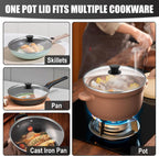 Pan Lid 8 Inch - Tempered Glass Pot Lid - Replacement Pan Cover for Cast Iron Skillets, Frying Pans, Pots and Wok, Heat Resistant Handle