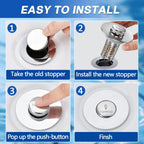 Sink Drain Stopper, 3-in-1 Pop Up Sink Strainer with Removable Hair Catcher for Bathroom Sink, Universal 1.1-2.36 Inch Drain Cover, 2PCS, Brass Core (New/1PCS)