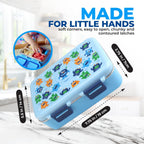 Stainless Steel Lunch Box for Baby Toddlers Boys, Mini Bento, 3 Eco Metal Portion Sections Leakproof Lid, Pre-School Daycare Lunches, Kids Spill-Proof Snack Container, 18 oz/ 550 mL Blue Cute Monster