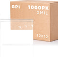 12" x 12" Large Zip Bags, 2 Mil Thick Clear Plastic Reclosable Zipper Lock Bags with Write-on White Block, with Resealable Zip Top Lock for Food Storage & Office Supplies, 1000 Count