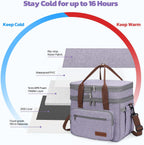 Maelstrom Lunch Bag Women,23L Insulated Lunch Box For Men Women,Expandable Double Deck Lunch Cooler Bag,Lightweight Leakproof Lunch Tote Bag With Side Tissue Pocket,Purple