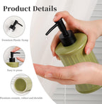 Soap Dispenser, Ceramic Liquid Dish Soap Dispenser 11.84OZ, Hand Soap Dispenser for Kitchen Bathroom, Refillable Shower Soap Dispenser, Green, ANTIS'S HOME