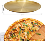 13.5 Inch Stainless Steel Pizza Pan Set of 4, Commercial Grade Restaurant Pizza Tray, Heavy Duty & Warp-Resistant for Oven, Grill & Party - Dishwasher Safe Baking Sheet