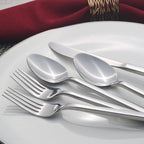Alata Cube 65-Piece Forged Stainless Steel Flatware Set Cutlery Set with Utensil-Serving Set, Silverware Set Service for 12, Mirror Finish, Dishwasher Safe