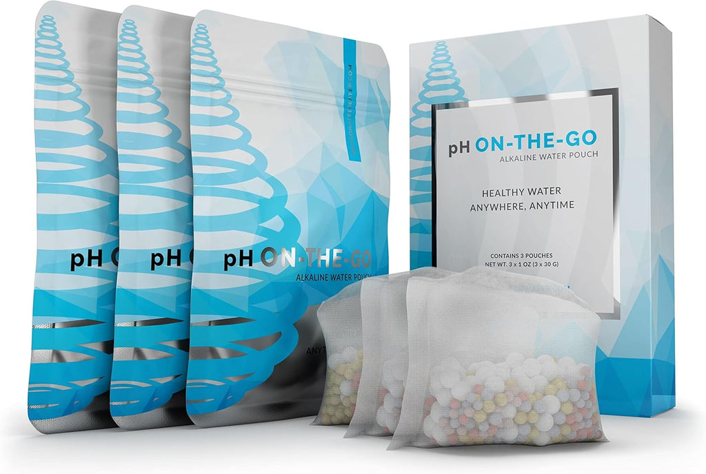 Invigorated Water pH ON-The-GO Portable Alkaline Water Filter Pouch, High pH Water Alkalizer for Bottles, Jugs, Pitchers - Filters 98 Liters / 26 Gallons (3-Pack)
