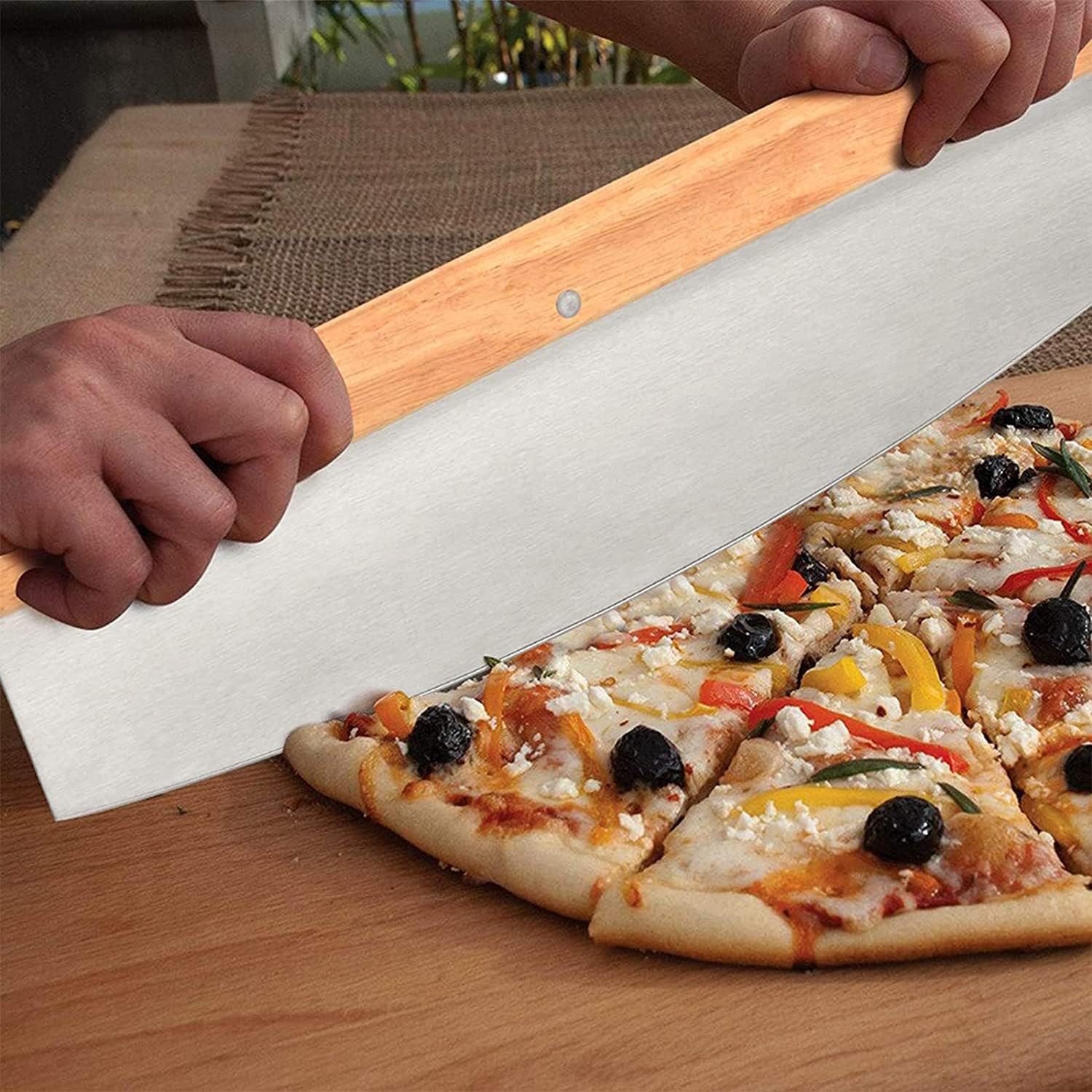 4 PCS Rectangle Pizza Stone Set, 15" Large Pizza Stone for Oven and Grill with Pizza Peel(OAK), Pizza Cutter & 10pcs Cooking Paper for Free, Baking Stone for Pizza, Bread,BBQ