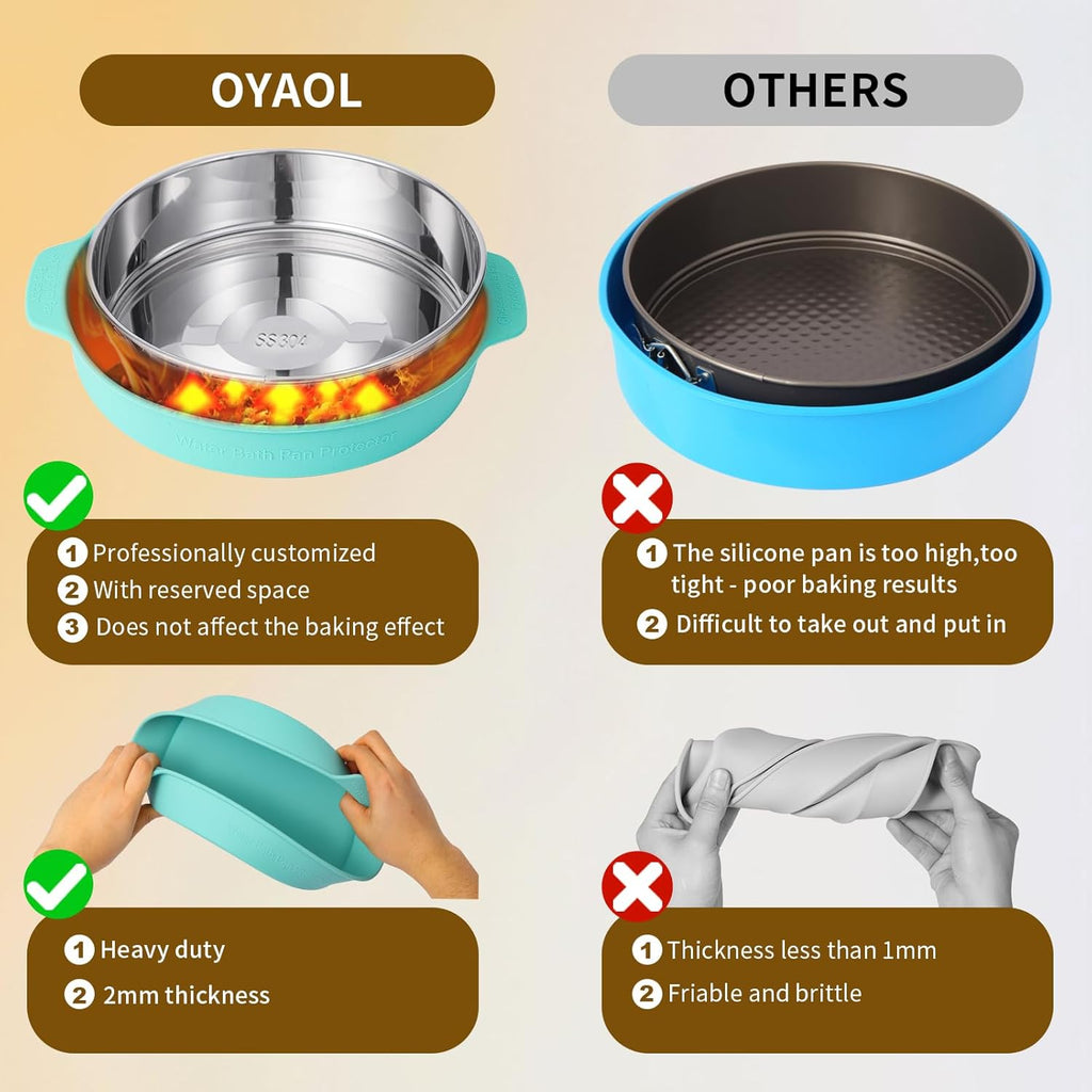 4, 7, 9 Inches Springform Pan Set of 3-304 Stainless Steel Nonstick Springform Cake Pan Set with Removable Bottom, 10 Inch Leakproof Silicone Cheesecake Pan Protector with 60 Pcs Parchment Paper