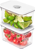 Premium Airtight Food Storage Containers, Rectangular 2PC(1.06qt), Smart One-Click Seal Lid, No Hinges, Patented Double Silicone Lining, 100% Leak Proof, BPA-FREE, Dishwasher, Microwave Safe