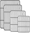 TeamFar Cooling Rack Set of 4, Stainless Steel Black Non-Stick Coated Various Size Wire Baking Roasting Rack for Baking Sheet Toaster Oven Pan, Non-Toxic & Non-Stick, Heavy Duty & Easy Clean