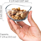 Volarium CRYSTALIA Small Glass Bowls for Kitchen Prep, Modern Round Serving Dishes for Dessert, Salad, Fruit, Pudding, Candy, Cereal, Ice Cream, Stackable Bowls Set of 6 (Medium 7 1/4 oz)
