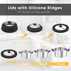 Microwave Splatter Cover, Collapsible Silicone Microwave Plate Cover with Glass for Food Splatter Guard Lid 11.8 inch Black