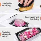KEOUKE Vegetable Chopper Mandoline Slicer Pro - 16 in 1 Interchangeable Blades Food Chopper with Container, Hand Guard & Drainer, Veggie Dicer Spiralizer Kitchen Gadget for Onion, Cucumber, Fruit