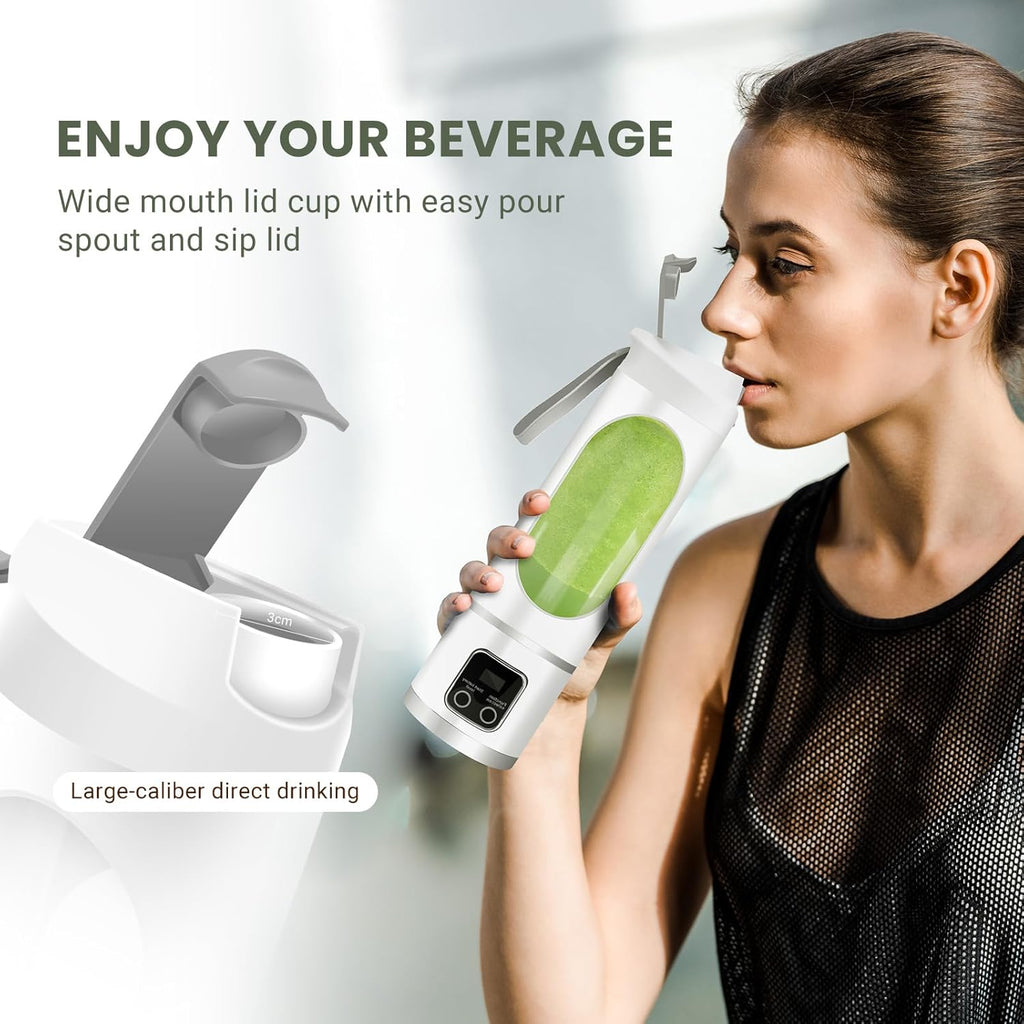 Portable Personal Electric USB Juicer，500ML Mini Blender Portable Blender For Shakes and Smoothies juice，12 Blades Great for Mixing，Compact、Convenient and Versatile (White)