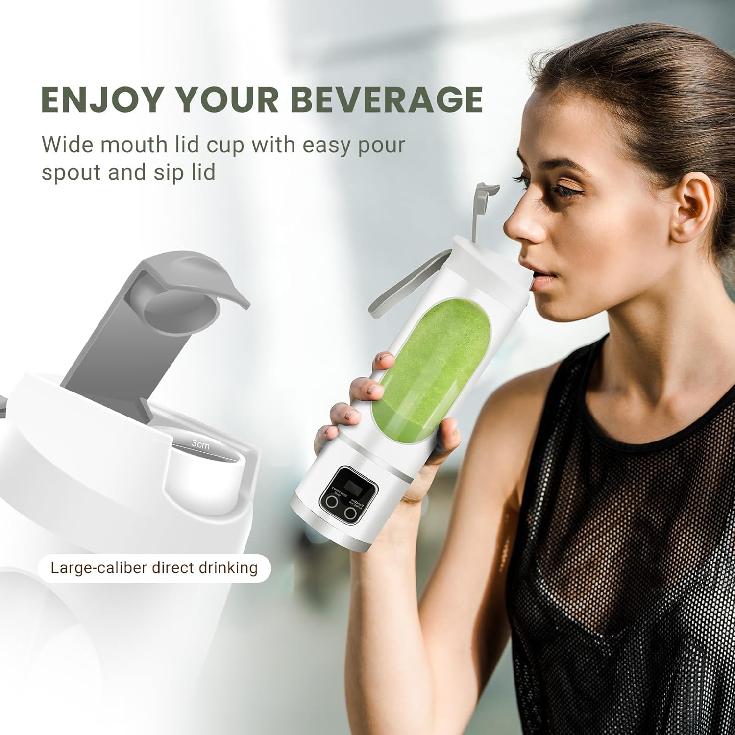 Portable Personal Electric USB Juicer，500ML Mini Blender Portable Blender For Shakes and Smoothies juice，12 Blades Great for Mixing，Compact、Convenient and Versatile (White)