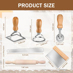 Baderke 9 Pcs Pasta Making Tool Set Include 1 Bamboo Drying Rack 1 Ravioli Press 1 Gnocchi Board 1 Cutter 1 Rolling Pin 1 Filling Spoon 3 Ravioli Stamp for Pasta Maker