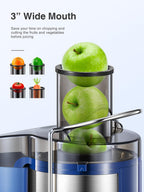 Juicer Machine, 800W Centrifugal Juicer Extractor with Wide Mouth 3” Feed Chute for Fruit Vegetable, Easy to Clean, Stainless Steel, BPA-free (Blue)