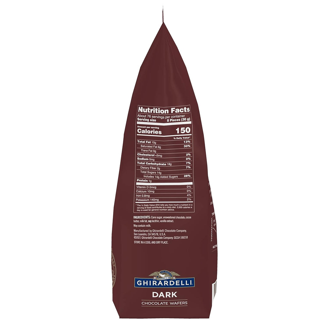 Ghirardelli Chocolate Company Dark Chocolate Wafers, 5lb. Bag (Pack of 1)