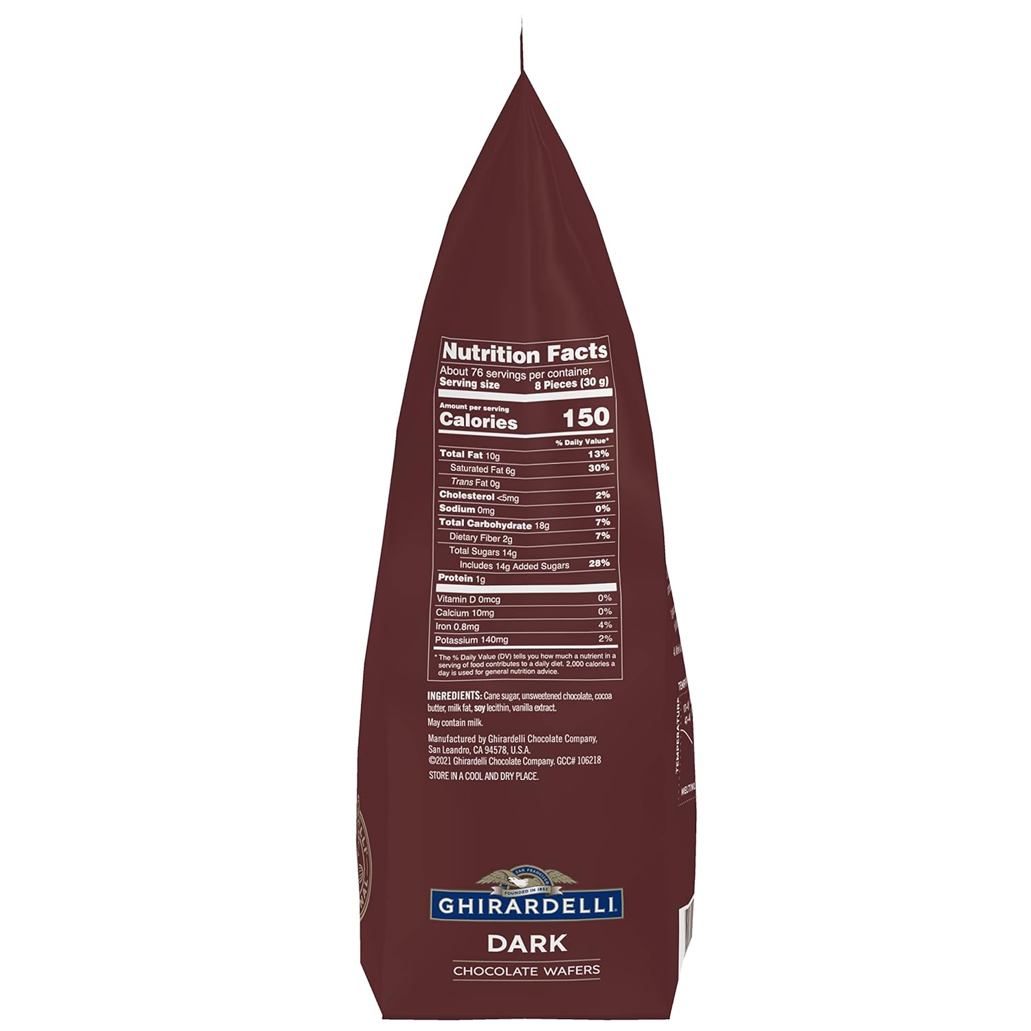 Ghirardelli Chocolate Company Dark Chocolate Wafers, 5lb. Bag (Pack of 1)