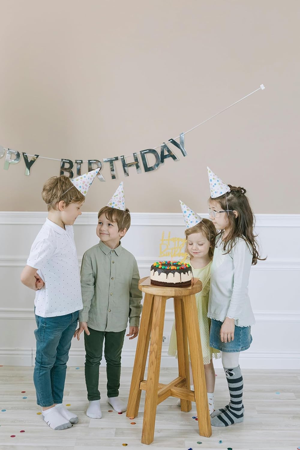 Happy Birthday Cake Topper - Glitter Gold Birthday Cake Top Decorations (Gold)
