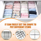 Blosssound 15pcs 5.12x 15 Tall Drawer Divider Adjustable Drawer Organizer DIY Ultra Deep Storage Organizer Separator with Fixed Buckle for Underwear Socks Dormitory Office Kitchen Bedroom(Grey)