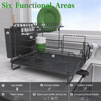 Runnatal 2-Tier Dish Drying Rack with Drainboard Set, Stainless Steel Detachable 2-in-1 Large-Capacity 2-Tier Over The Sink Anti-Rust Dish Rack and Dish Drainer for All Kitchen