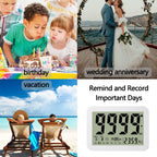 Digital Countdown Days Timer Clock- 9999 Days Count Down Timer with Stand Strong Magnetic Back for Retirement Wedding Vacation Birthday Exam Lab Kitchen Cooking
