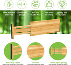 ANTOWIN 4 Pack Expandable Drawer Dividers, 4.7'' High, Extend from 12.2'' to 17.7'', Dresser Drawer Organizers, Bamboo Separators for Kitchen, Bedroom, Office, Bathroom (Natural)