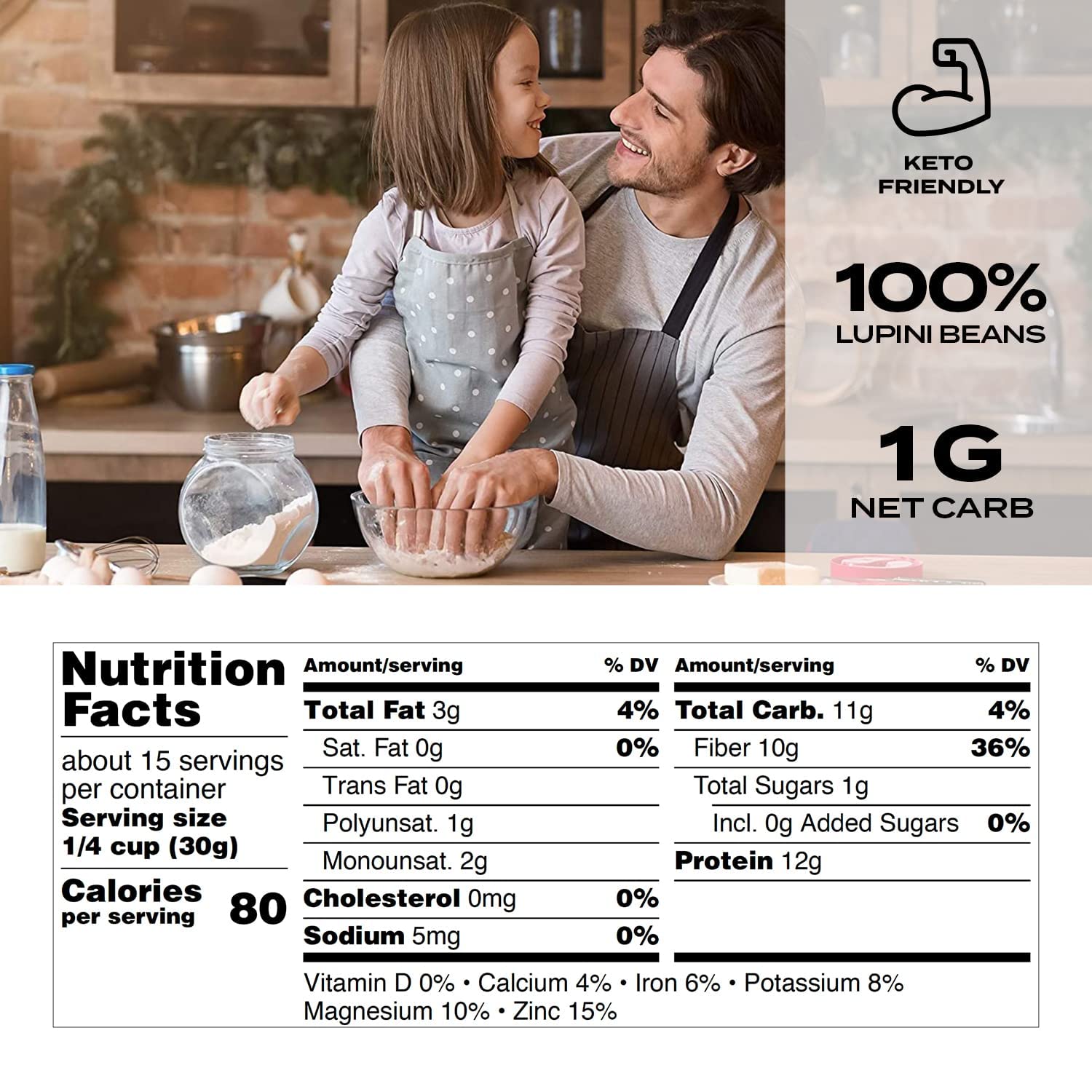 Aviate Lupini FLOUR - Keto & Vegan Friendly Superfood - Non-GMO - Gluten Free - Lupin Flour Keto - High Protein, Low Calorie & Low Carb - Rich in Dietary Fiber and Minerals - 100% Lupin Beans - 16 Ounces (Pack of 1)