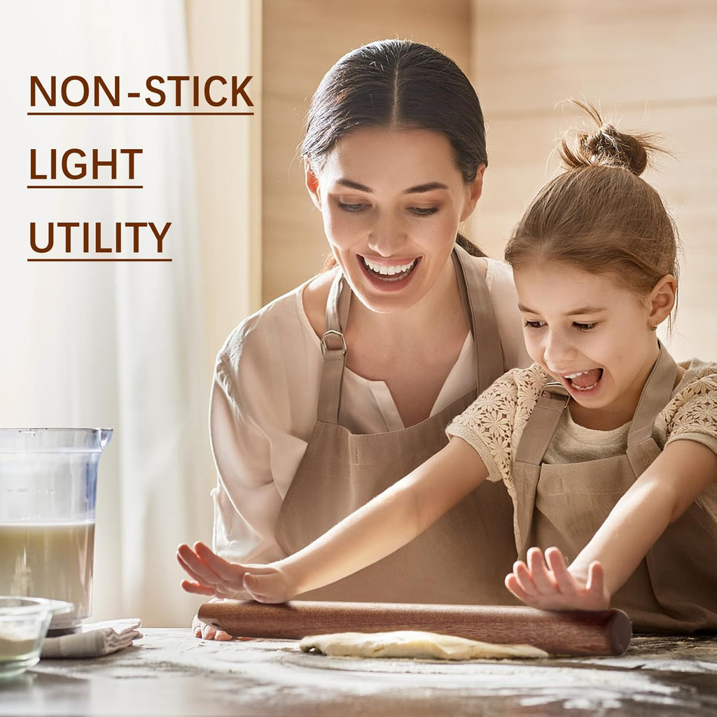 Versatile Rolling Pin for Dough - Sapele Wood Rolling Pin with Unique Hanging Hole Design - Perfect for Baking, Pies - Pastries, Elegant Wooden Rolling Pins - Your best 16 Inches French Rolling Pins