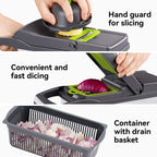 Multi-Function Vegetable Chopper Onion Micer Chopper 12 in 1 Pro Veggie Slicer Dicer Cutter with Container for Potatoes, Tomatoes, Zucchini, Garlic, Eggs, Cucumbers