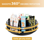 Snack Organizer - Versatile Snack Storage, Lazy Susan with Convenient Grab-and-Go Design, Metal Snack Holder for Home, Office, Breakroom, 11.85" L x 11.85" W x 4.17" H (Matte Black)