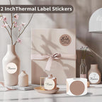 2 Inch Beige Gradient Round Thermal Label Printer Stickers, Self-Adhesive Direct Labels for DIY Logo Design, Name Tag (500 Labels/1 Roll)