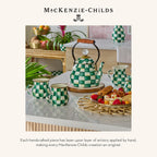 MACKENZIE-CHILDS Enamel Serving Bowl, Enamel Serveware Bowl, 12 Inches, Green-and-White Emerald Check