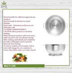 (8-QT) Aluminum Colander with Handles and Base Heavy Duty Commercial Grade