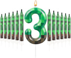 13 Pcs Dynamite Themed Birthday Candles & Number 3 Candle Topper for Pixel Theme Parties