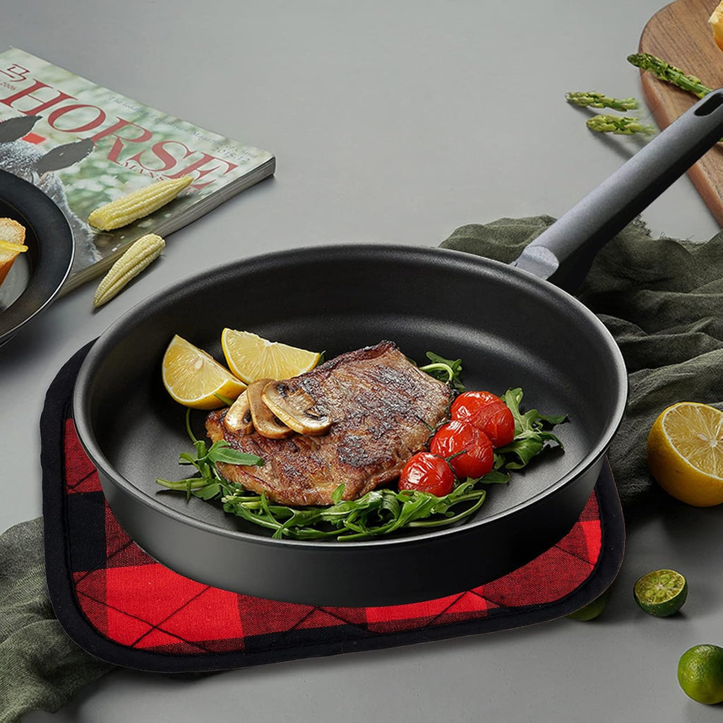 Joyhalo 4 Pack Pot Holders for Kitchen,Cotton Oven Holder with Great Heat Resistance,Non Slip Hot Pads for Kitchen Clearance,Black and Red