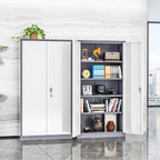 INTERGREAT Metal Garage Storage Cabinet, Black Lockable File Cabinet with 2 Doors and 4 Adjustable Shelves, Tall Steel Tool Cabinets for Office, Home, Garage, School, Gym
