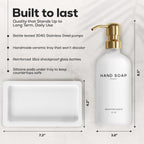 Luxury Glass Soap and Lotion Dispenser Set with Tray by Brighter Barns - Hand Soap Dispenser Bathroom Set & Stainless Steel Pump for Home or Airbnb - White and Gold Bathroom Accessories & Decor (Gold)