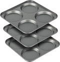 Tiawudi Muffin Top Pan, 4-Cup Hamburger Bun Pan, Large Whoopie Pies Pan, Non-Stick Bakeware for Eggs, Cornbread, Small Cake Layers and Drop Cookies, Set of 3